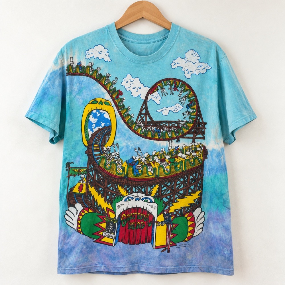 Liquid Blue Vintage 90s Grateful Dead‎ Roller Coaster T-Shirt Mens XL Tie Dye